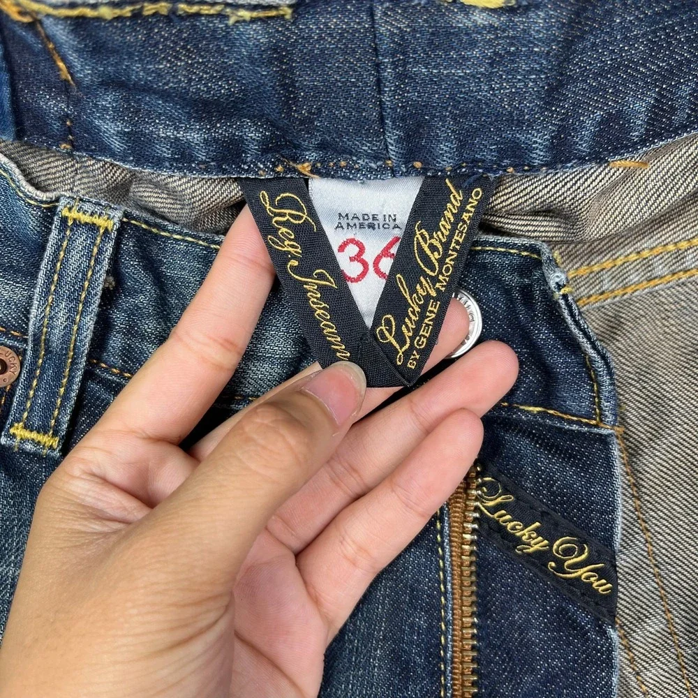 Vintage Lucky Brand Bootleg Jeans Men's Blue Wash Denim USA Made - 32X30.5‎